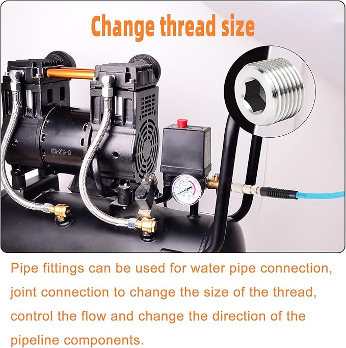 GASHER 20Pcs Stainless Steel Internal Hex Thread Socket Pipe Plug Fitting 1/8" 1/4" 3/8" 1/2" NPT Male