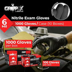 Heavy Duty 6 Mil Black Nitrile Gloves - Disposable, Latex & Powder Free | Mechanic, Food Prep & Tattoo | Rubber Gloves for Cooking, Cleaning & Household |Bulk Case of (1000)