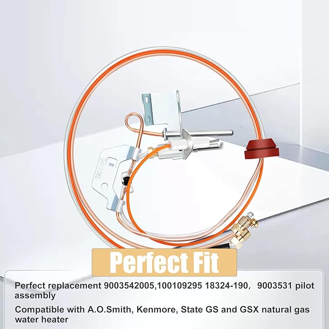 9003542 Natural Gas Pilot Assembly for Reliance, A.O.Smith, Kenmore, State GS and GSX Water Heater, 9003542 Pilot Assembly Replacement for 100109295 18324-190 9003542005