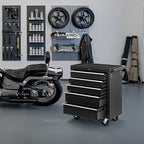 5-Drawer Rolling Tool Chest w/Drawers & Lock, Tool Storage Cabinet with Lockable Wheels, Top Cushion & Drawer Liners, Tool Organizer Box for Garage, Warehouse & Repair Sho