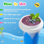 Tgosomt 2Pack Slushie Maker Cup, Quick Magic Squeeze Slushy Cup, DIY Frozen Smoothies Cups, Juice Milk shake Yogurt Ice Cream Maker, Double Layers Cooling Cups, Cool Fun Gifts (Blue&Green)