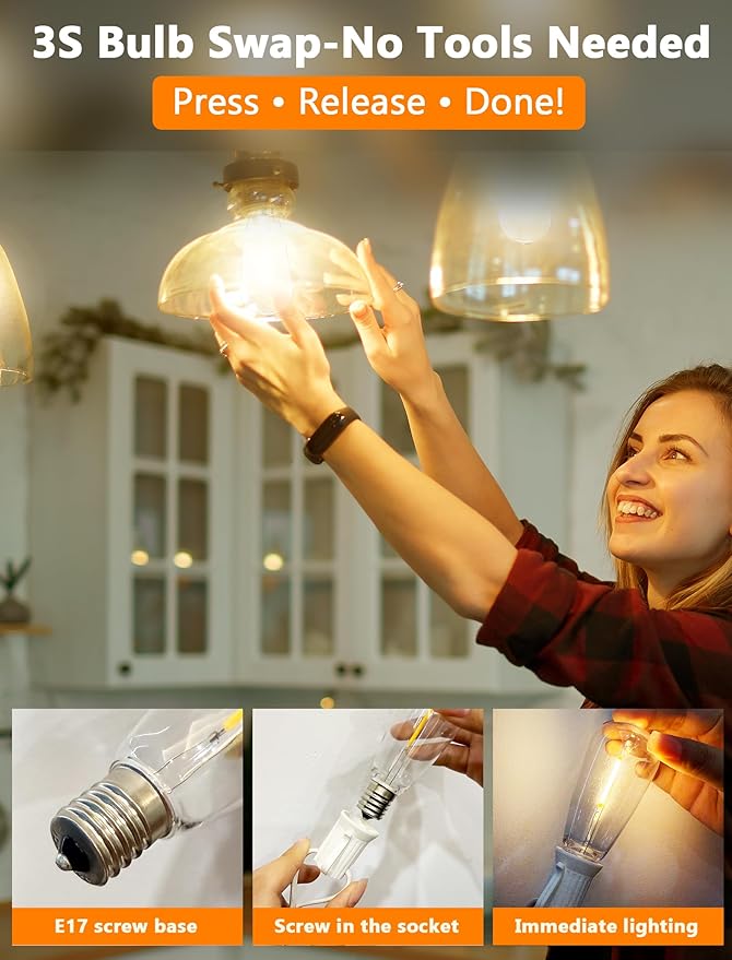 25 Pack ST40 Vintage LED Edison Bulbs Dimmable, Shatterproof 0.6W Energy Efficient E17 LED Replacement Bulbs for Outdoor String Lights, E17/C9 Intermediate Base Bulb Waterproof, Warm White 2700K