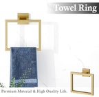 15-Piece Brushed Gold Bathroom Accessories Set – 23.6" Towel Bar, Towel Ring, Toilet Paper Holder & Hooks, Wall Mounted Bathroom Hardware, Rust & Corrosion-Resistant, Ideal for Modern Bathrooms