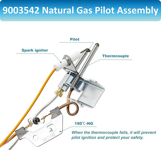 Long Term 9003542 Pilot Assembly Replacement for Natural Gas Water Heater, Compatible with Reliance, A.O.Smith, Kenmore, State GS and GSX, Replaces 100109295,9003542005