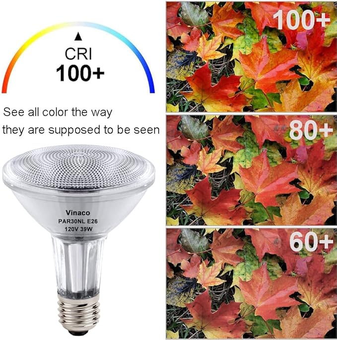 Vinaco PAR30 Long Neck Halogen 39W 120V (50W Equivalent), Long Lasting 6 Pack PAR30L Flood Light Bulb, PAR30 Dimmable, High Output 500LM with PAR 30 E26 Warm White 2800K Indoor Outdoor PAR30LN