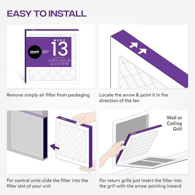 Simply 16x20x1 Air Filter, Merv 13, MPR 1500, 6 Pack, For Home AC Furnace & HVAC (Actual Size: 15.75"x19.75"x0.75") DUST, Pet, & Allergy Control