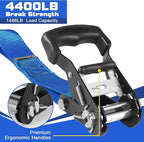 Ratchat Straps Heavy Duty with S Hooks Safety Latches 4 Pack 4400lb1.5 by 10' Tie Down Cargo Straps Ratcheting for Motorcycles,ATVs,Jet Skis,Golf Carts,Lumber,Sport Equipment,Boat,UTV,Roof Rack Blue