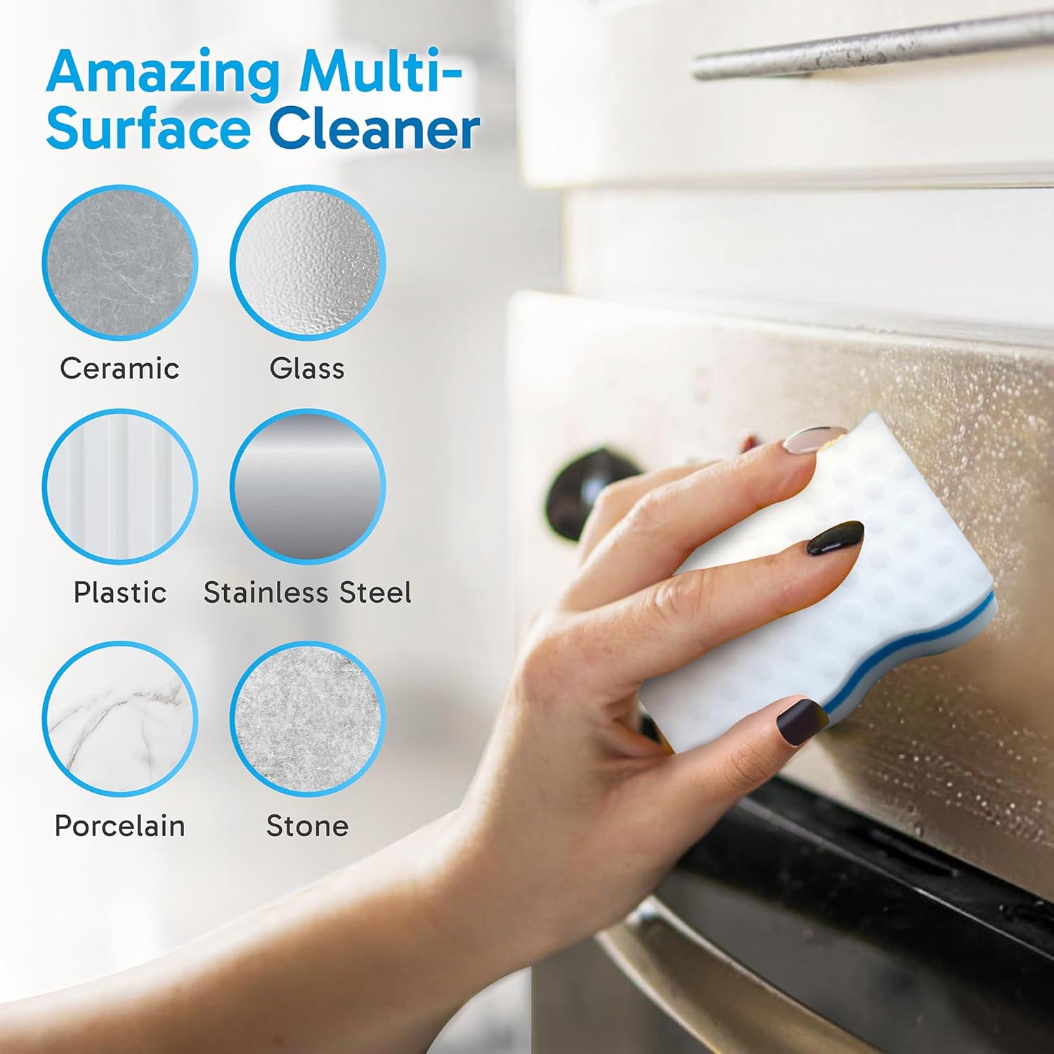 (100 Pack) Extra Durable Eraser Sponge - Extra Thick, Long Lasting, Premium Melamine Sponges in Bulk - Multi-Purpose Power Scrubber - Bathroom, Kitchen, Floor, Bathtub, Toilet, Baseboard, Wall Cleaner