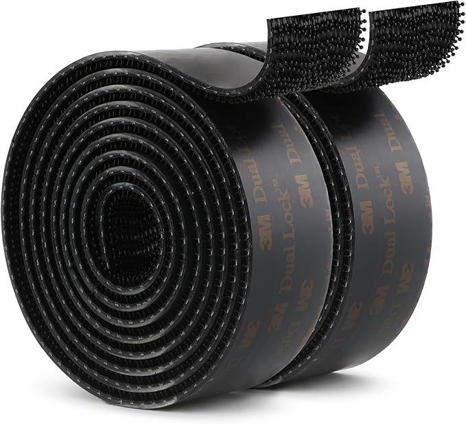 3M Dual Lock SJ3550 1"×4ft Black 2 Pack Reclosable Fastener Mounting Tape Interlocking Mushroom Shaped Strong Adhesive Hook Lock Sticy Tape for Indoor and Outdoor(DB251202)