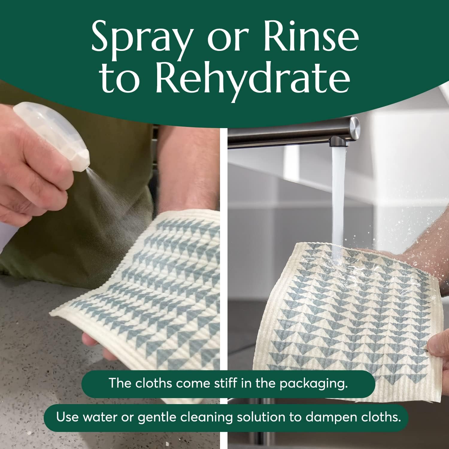 CLEANOMIC Reusable Kitchen Cloths (4 Pack) - Kitchen Washcloths, Dish Towels, Cleaning Cloths, Dish Cloths for Washing Dishes, Dish Rags for Washing Dishes, Reusable Paper Towels