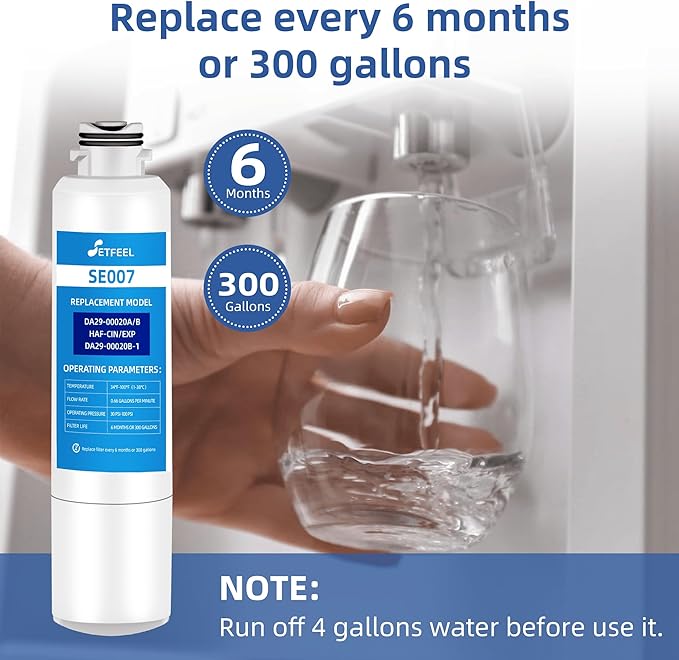HAF-CIN/EXP Water Filter for Samsung DA29-00020B Rs25h5111sr, Hdx Fms-2 Water Filter for Samsung Refrigerator rf28hfedtsr RF263BEAESR Rf260beaesr RF263BEAESG Rs25j500dsr Rf28hmedbsr, 3 Pack SETFEEL