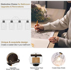 2025 Upgrade Bathroom Light Fixtures, 4-Light Coastal Vanity Lights with Crystal Glass Shade, Oil-Rubbed Bronze Bathroom Wall Lamp for Mirror Kitchen Hallway Cabinet