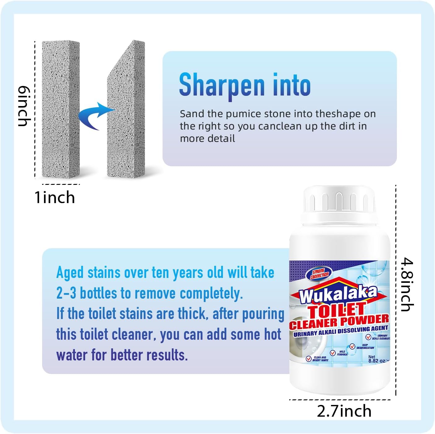 Pumice Stone for Toilet Cleaning Bowl Stick, Toilet Bowl Cleaners Brush, Powerfully Cleans Hard Water Rings, Calcium Buildup and Stains, Suitable for Cleaning Toilets, Bathroom