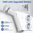 Qimedo Handheld Spin Scrubber with Extended Long Handle, Rechargeable Electric Scrubber for Cleaning, Cordless Power Dish Scrubber with 6 Brushes for Bathtub Grout Tile Floor