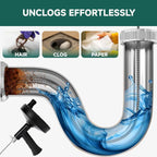 Drain Snake Auger 33 Feet，Spiral Drill Drain Cleaner for Toilet, Sink, Shower & Bathtub，Hair & Blockage Removal Tool ，Reusable Eco-Friendly Kit with Gloves & Safety Glasses