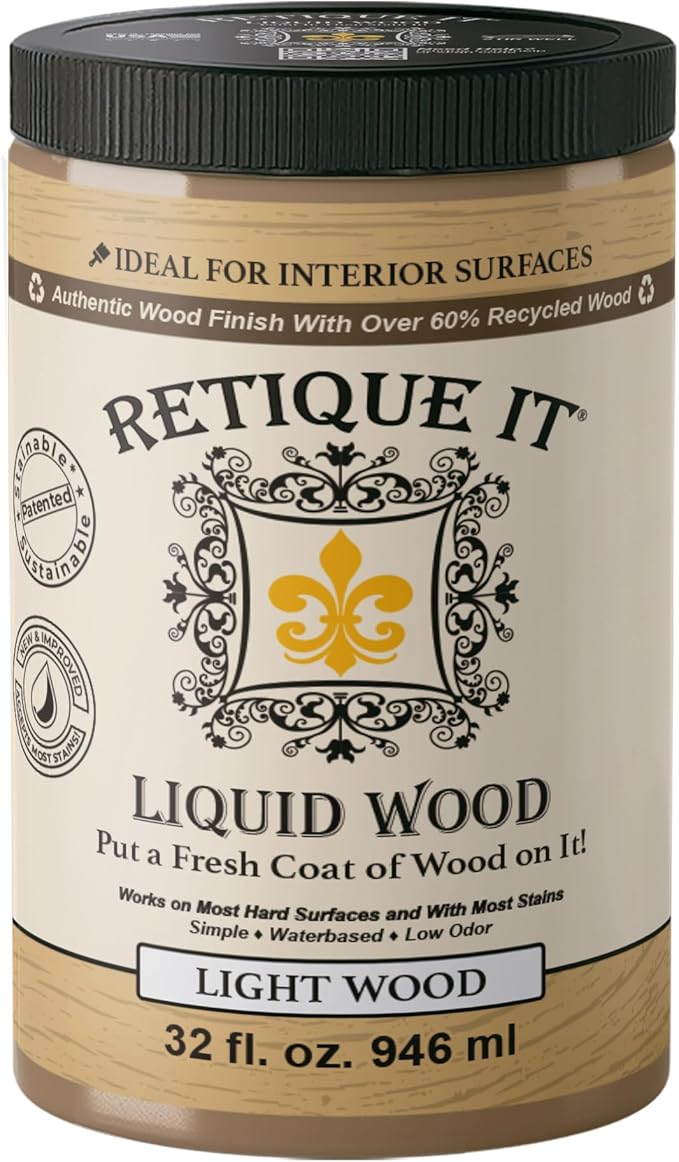 Retique It New and Improved Formula Liquid Wood Coatings - Stainable Primer - Paint It then Stain it (Light Wood, Large)