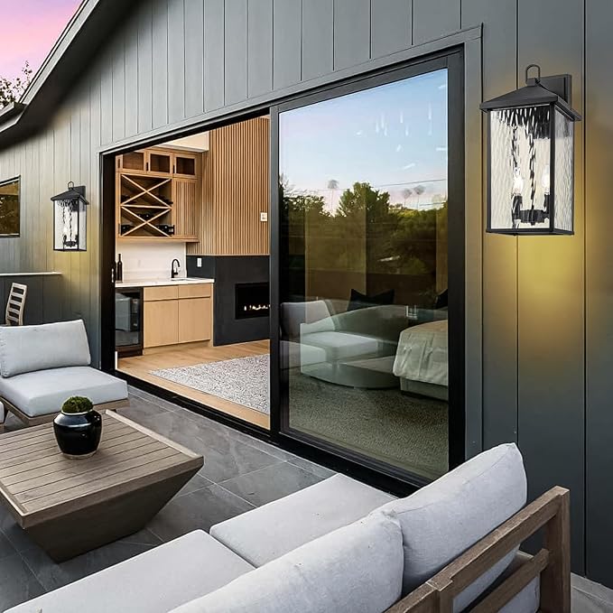 Darkaway Outdoor Wall Lights,17 Inch Tall Exterior Lighting Fixtures Wall Mount Outdoor Porch Lights Outside Sconce with Glass E12 Socket for House Patio Hallway Garage