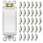 ThunderWay Single Pole Light Switch, Rocker Wall Light Switch, 15A 120/277V, Decorator On/Off Rocker Paddle Interrupter, UL Listed, White, 30 Pack