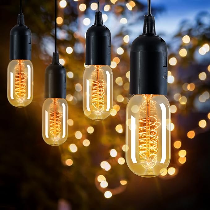 Edison Bulbs,6-Pack Vingtage Filament Light Bulb,T45 2700K Warm Light 40 Watt,110V-130V E26/E27 Base Dimmable Decorative Antique Screw Light Bulbs for Home Lighting Fixtures