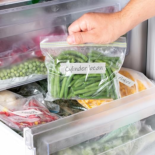 220 Yards Freezer Tape, Writable Surface, Low Temperature Resistance, Easy Tear and Residue-Free Removal, Ideal for Food Containers and Refrigerators, Includes 4 Rolls, Each 0.79 Inch by 55 Yards