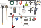 Rubbermaid 24-Piece FastTrack Garage Wall-Mounted Storage Kit, 6 Rails and 18 Hooks, Black, for Home/House/Tool/Sports/Equipment/Utility Purposes