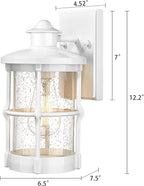 Modern Outdoor Wall Light Fixture with Seeded Glass - White Finish, 2 Pack for Front Porch, Entryway, Garage, Backyard
