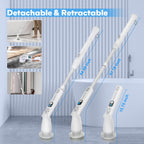 Electric Spin Scrubber, Cordless Cleaning Brush with Long Handle & 8 Brush Heads IPX7 Waterproof Bathroom Scrubber for Tub Grout Tile Floor, TBL03