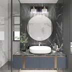 Aipsun Vanity Lighting Fixtures for Bathroom Matte Black Vanity Lights Fixtures Crystal 2 Lights Wall Light Fixture Over Mirror(Exclude Bulb)