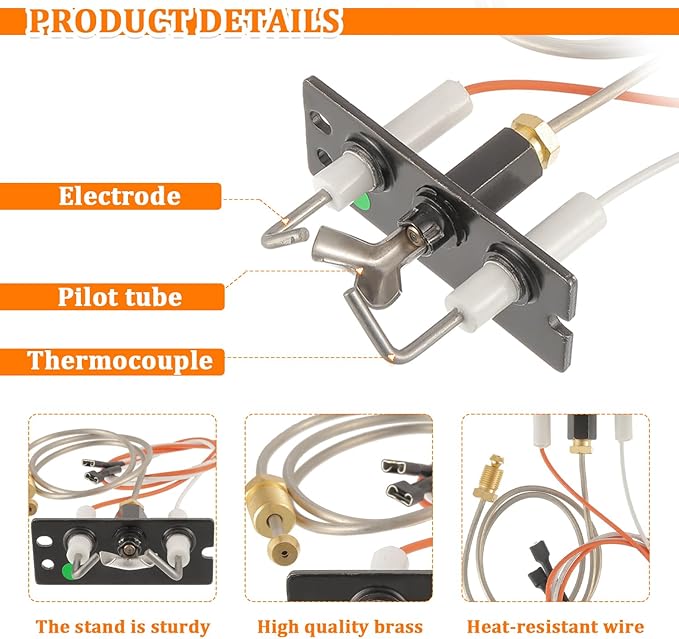 IPI Pilot Assembly 2090-012 Natural Gas for Heatilator, SRV2090-012 2198-012 Natural Gas (NG) Pilot Assembly for Heatilator, Majestic, Heat-N-Glo, Quadra-Fire Fireplaces Replacement Part