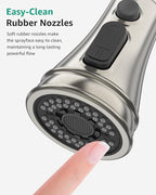 Mbillion Universal Brushed Nickel Kitchen Faucet Sprayer Head Replacement – 3-Function Pull-Down Nozzle with 14 Adapters – Fits Moen, Delta, Kohler, WEWE & American Standard