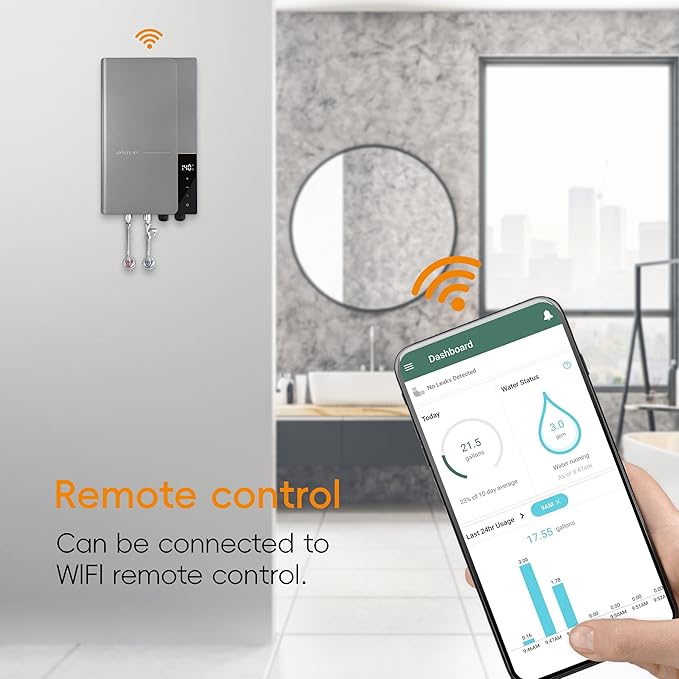 Electric Tankless Water Heater WINTEMP 27kW 240V, Whole House Hot Water Supply, On Demand Instant Endless Water Heater, with LED Temperature Display, WiFi Control, Up to 6.3 GPM, ETL Certified