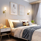 Gold Wall Sconce Set of 2 with White Cylinder Glass Shades Modern Mid Century Bathroom Vanity Wall Light Fixtures Industrial Brushed Brass Wall Lamp for Bedroom Mirror Living Room Restaurant