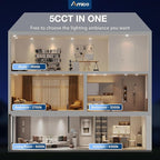 Amico 48 Pack 6 Inch 5CCT Ultra-Thin LED Recessed Ceiling Light with Metal Junction Box, 2700K-5000K Selectable, 12W Eqv 110W, Dimmable Canless Wafer Downlight with Plastic Trim, 1050 Lumens -ETL&FCC