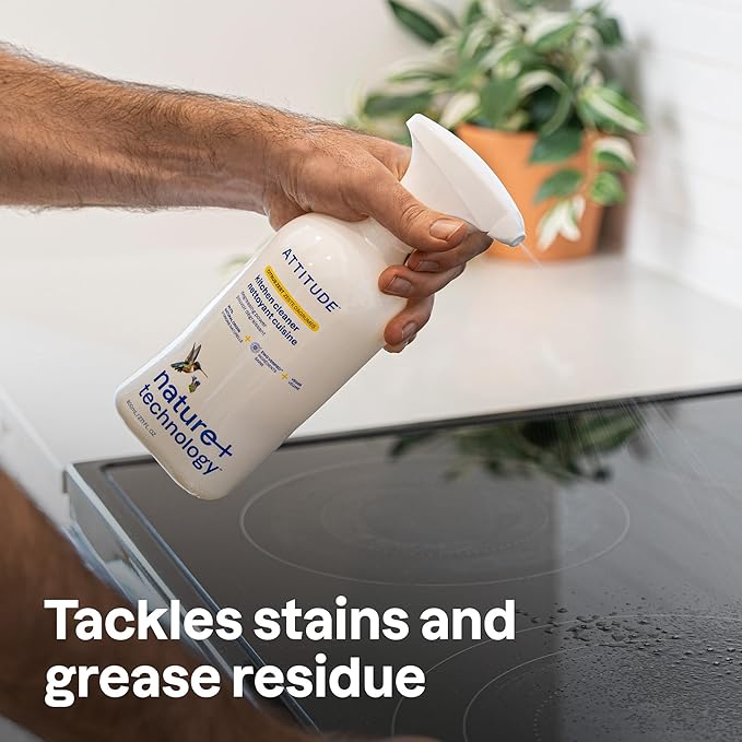 ATTITUDE Kitchen Cleaner Spray, EWG Verified, Powerful Degreaser, Cuts Grease & Grime, Plant-Based & Vegan, Citrus Zest Scent, 27.1 Fl Oz (Pack of 3)