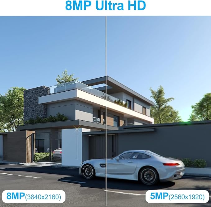 Anpviz 4K 16CH PoE Security Camera System, 8pcs Wired 8MP PoE IP Cameras Outdoor with Human Vehicle Detection, 100ft Smart Color Night Vision, 4K 16 Channel NVR with 4TB HDD for Business (U Series)