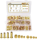220PCS Compression Fittings Assortment kit - 4 sizes (1/4", 3/8", 5/16", 1/2") of Brass Compression Sleeve Ferrule, Insert and Nuts,Connect Lines for Air,Water,Fuel,Oil and Inert Gases