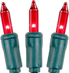 Novelty Lights 11 Feet 50 Bulbs Traditional Incandescent Mini Lights, Red on Green Wire with 2.5" Spacing, Commercial Grade and UL Listed for Indoor/Outdoor Use, End-to-End Connectable
