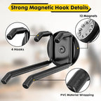 Strong Magnetic Hooks Heavy Duty - 2 Pack Rare Earth Magnets for Garage Utility Storage 20lb Hold | Hang Ladder, Power Tools, Toolbox, Shovel, Broom, Extension Cord(E-Blackpro 2)