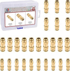26pcs Quick Connect Brass DOT Air Line Fittings Straight Union 1/4” 3/8” 5/16” Tube Push to Connect Fittings Air Suspension Fitting Straight Air Brake Union Push Lock Pneumatic Air Hose Fitting