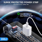 Surge Protector Power Strip, ETL Listed, 12 Widely-Spaced Outlets Expansion with 4 USB Ports (1 USB C Port), Low-Profile Flat Plug, Wall Mountable, 5ft Extension Cord, Heavy Duty, 5FT