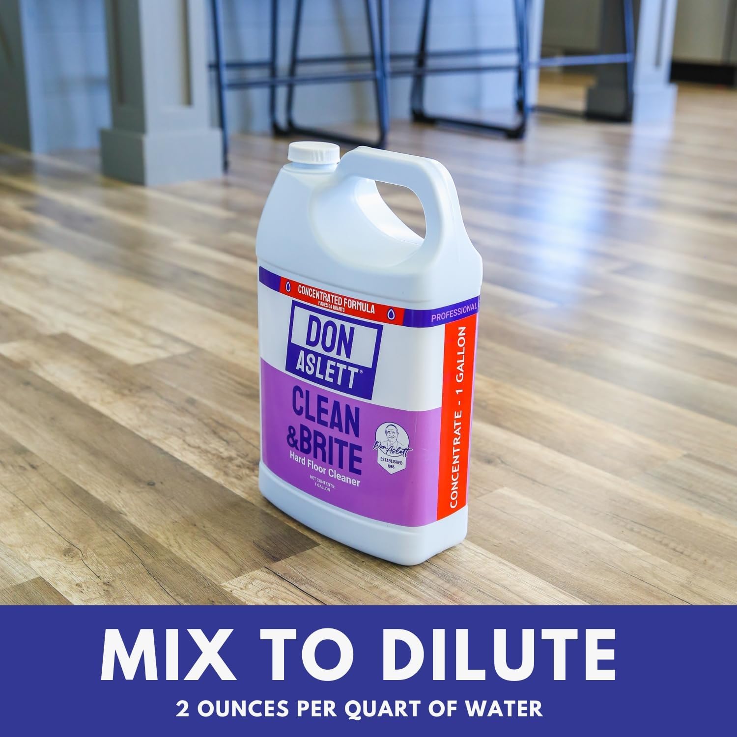 Don Aslett Clean & Brite Concentrate (1 Gallon) Floor Cleaner | Enhance Natural Shine of Hard Flooring | Safe Polish Restorer of Tile, Vinyl, Linoleum, Wood | Prevents Dulling and Damage of Surface