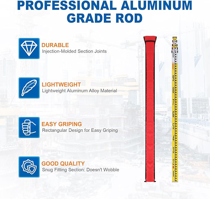 Automatic Self Leveling Rotary Laser, 500m Red Laser Survey Level with Tripod Aluminum Grade Rod, 360 Degree Rotating Horizontal & Vertical Laser Level Kit, Transit Level for Construction