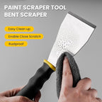 Mister Rui 3" Bent Scraper, Heavy Duty Paint Scraper Tool with Pole Socket Hammer End, Stainless Steel Bent Blade with Anti Slip Rubber Handle, Curved Floor Scraper for Cleaning, Removing, Repairing