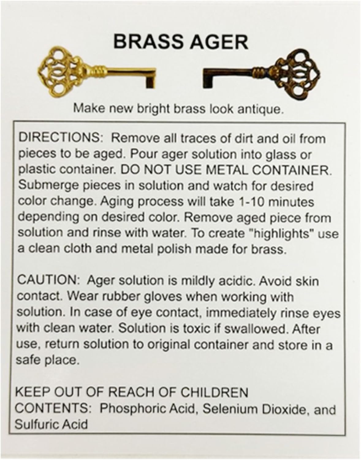 Generic Brass Ager Liquid 32oz. Tarnish Solid Brass with Antique Patina Oxidizer Vintage Finish DIY