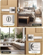 8 Pack Privacy Square Brushed Nickel Door Handles Interior, Keyless Door Knobs for Bedroom/Bathroom, Reversible for Left Right Handed Doors