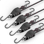 Fondwell 1/4" Rope Tie Downs Ratchet: 4 Pack of Kayak Storage Straps Heavy Duty - Ratcheting Cargo Straps for Various Hanging and Strapping