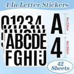 441 PCS 42 Sheets Letter Stickers Large Mailbox Numbers and Letters Self Adhesive Vinyl Waterproof Alphabet Number Stickers for Mailbox House Address,Crafts,Car, Poster,Classroom Decor(4 Inch,Black)