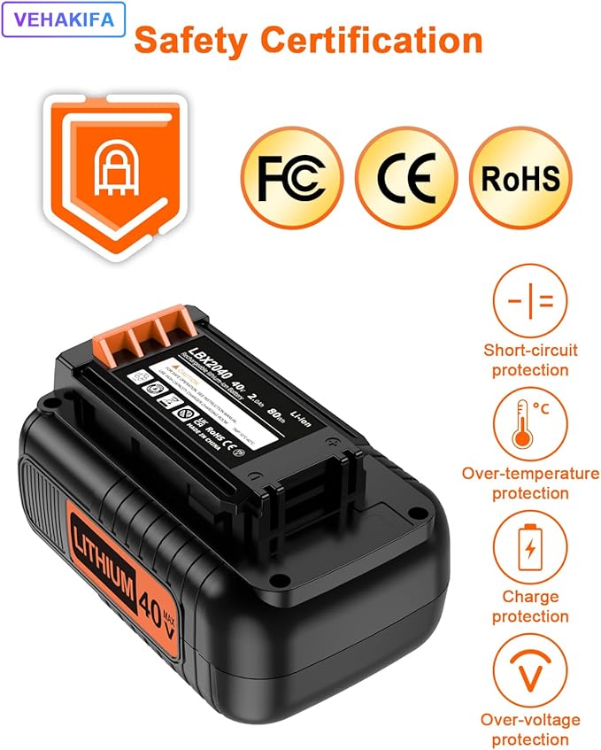 40V 2000mAH Lithiun Compatiable with Black and Decker 40V Max Lithiun Battery LST136 LCS1240 LBX2040 LBXR36 LHT2436 LBXR2036 LBX1540 LBX36 LSWV36 LST540 LST136W