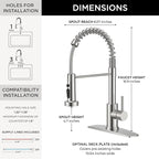 FORIOUS Kitchen Faucets with Sprayer, Stainless Steel Bar Sink Faucet Single Handle with Deck Plate, Commercial Pull Out Faucet for Kitchen Sink, Marine Boat Deck, Laundry Bar RV Camper