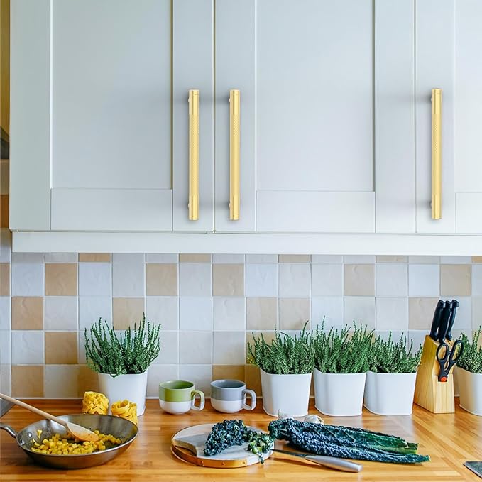 Amerdeco 30 Pack Gold Cabinet Pulls 5 Inch(128mm) Hole Center Drawer Pulls Cabinet Hardware Kitchen Cabinet Handles for Bathroom Dresser Pulls ZH0031